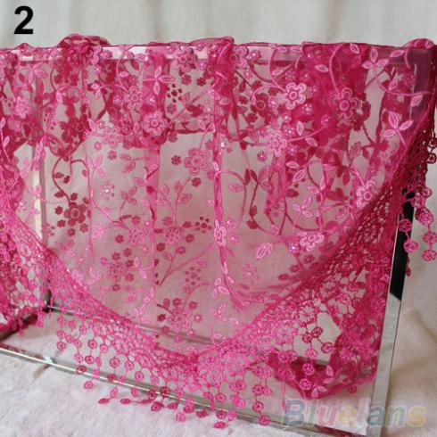 Fashion Hollow Tassel Lace Rose Floral Knit Triangle Mantilla Scarf Women Shawl Wrap scarves 1ON4 1ORL