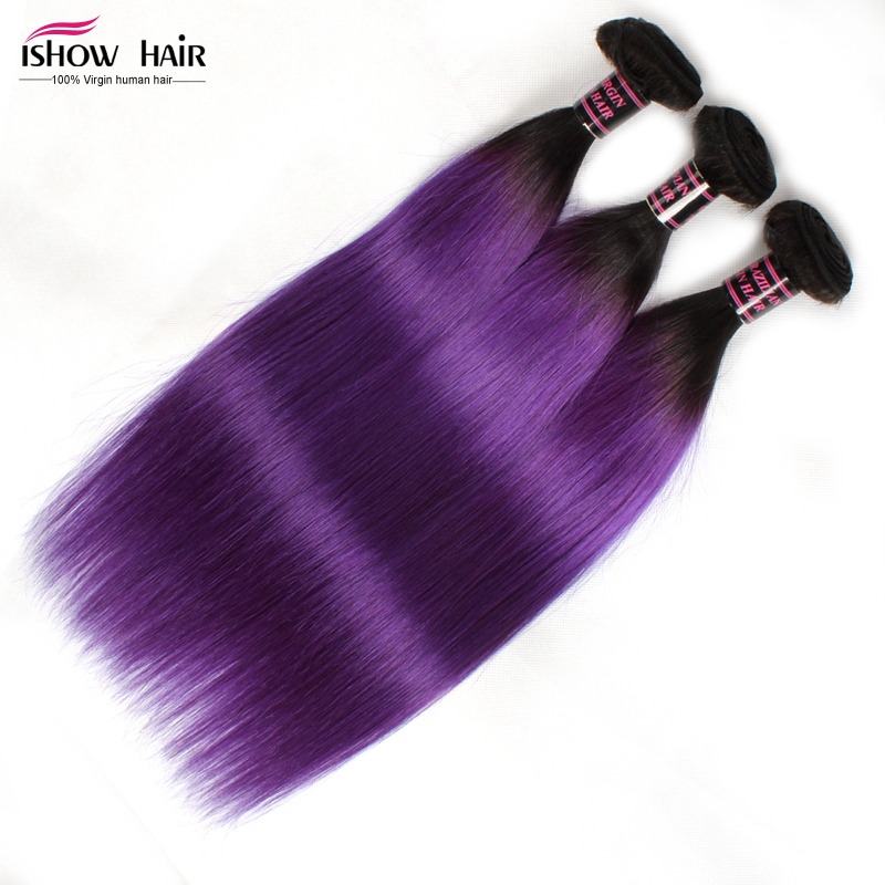 Malaysian Virgin Hair Purple Straight 3Pcs/Lot Mixed Length 