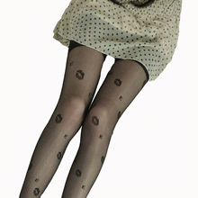 2016 Fashion Tights Sexy Stockings Pantyhose Media Kiss Lips Printed Collant Jacquard Harajuku Fishnet Woman Pantyhose W087