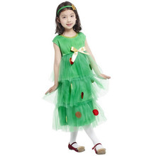 7 Sets/lot Free Shipping Kids Girls Christmas Tree Costumes Carnival Halloween Masquerade Fancy Dress Children Cosplay Clothes