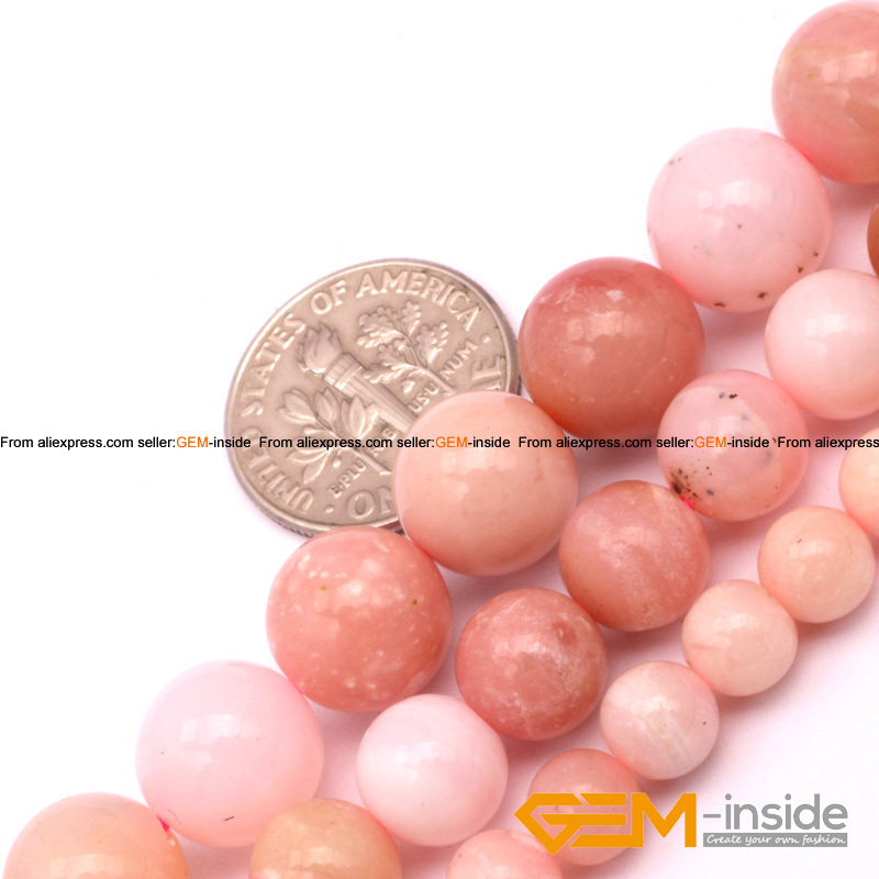 Natural Round Pink Opal Beads Natural Stone Bead DIY Bead Jewelry Making Loose Beads Wholesale! Strand 15