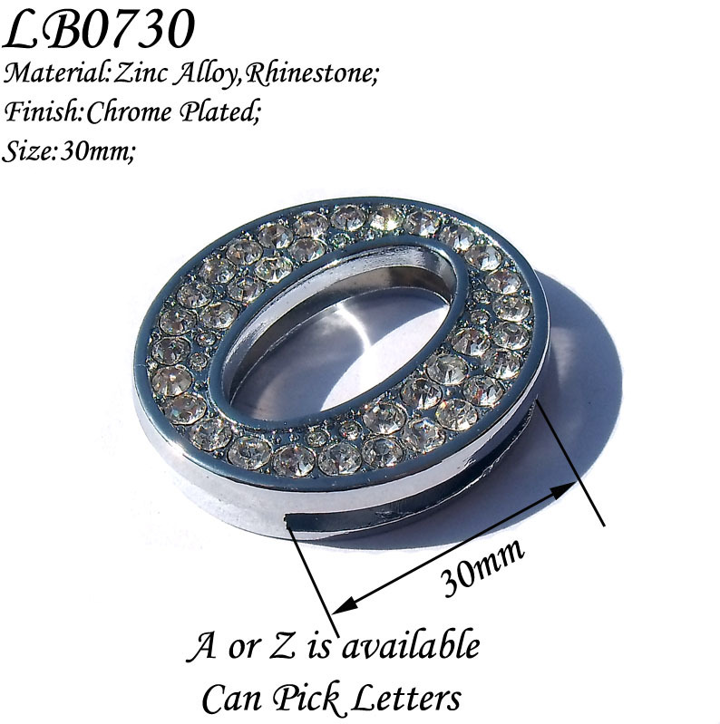 Women's Vintage Rhinestone Silver Tone Alloy Slide Initial Letter Beads,DIY Wedding Jewelry,Free Shipping Wholesale 260pcs/lot