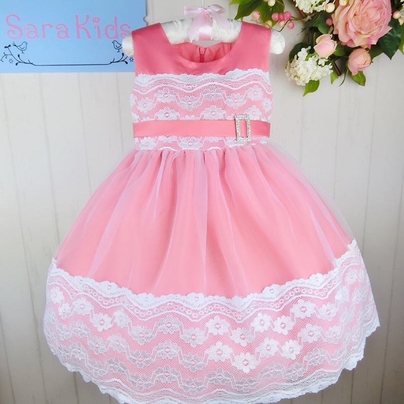 Wholesale lace decoration three color dress flower girls dress party dress princess dress    6pcs/1lot   8012