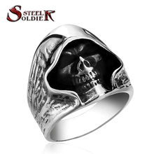 steel soldier good detail the death skull vintage ring for man stainless steel movie style hot sale skull jewelry BR8-156