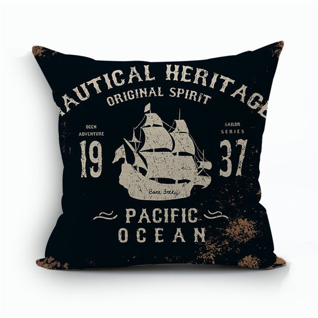 Карта Парусник Якорь Home Decor Белье Чехол Capa Para Almofada Морской Украшения Старинные Наволочки Для Диван 45X45 см