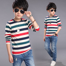 Fashion Long Sleeve Stripe T-shirt Baby Kids Boy T Shirt Summer Red White Spring 2016 Children’s Coat Cotton T-shirt fro Boys
