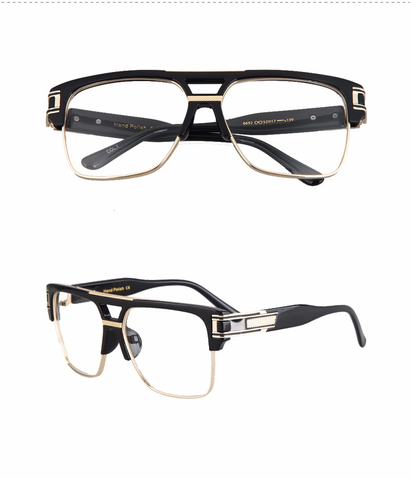 Half frame eyeglasses frames men square optical gold black ...