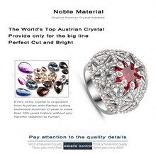 GALAXY High Quality Luxury Platinum Plated Red Ruby Cubic Zircon Crystal Diamond Wedding Rings For Women