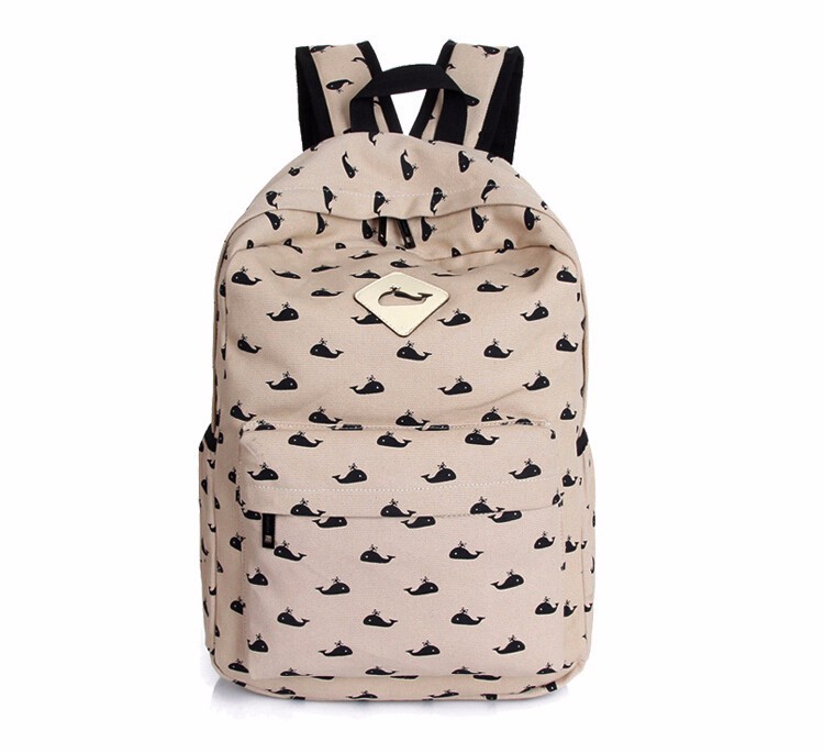 Small whales animals backpacks han edition fashion women canvas backpack girl school bags travel bag (17)