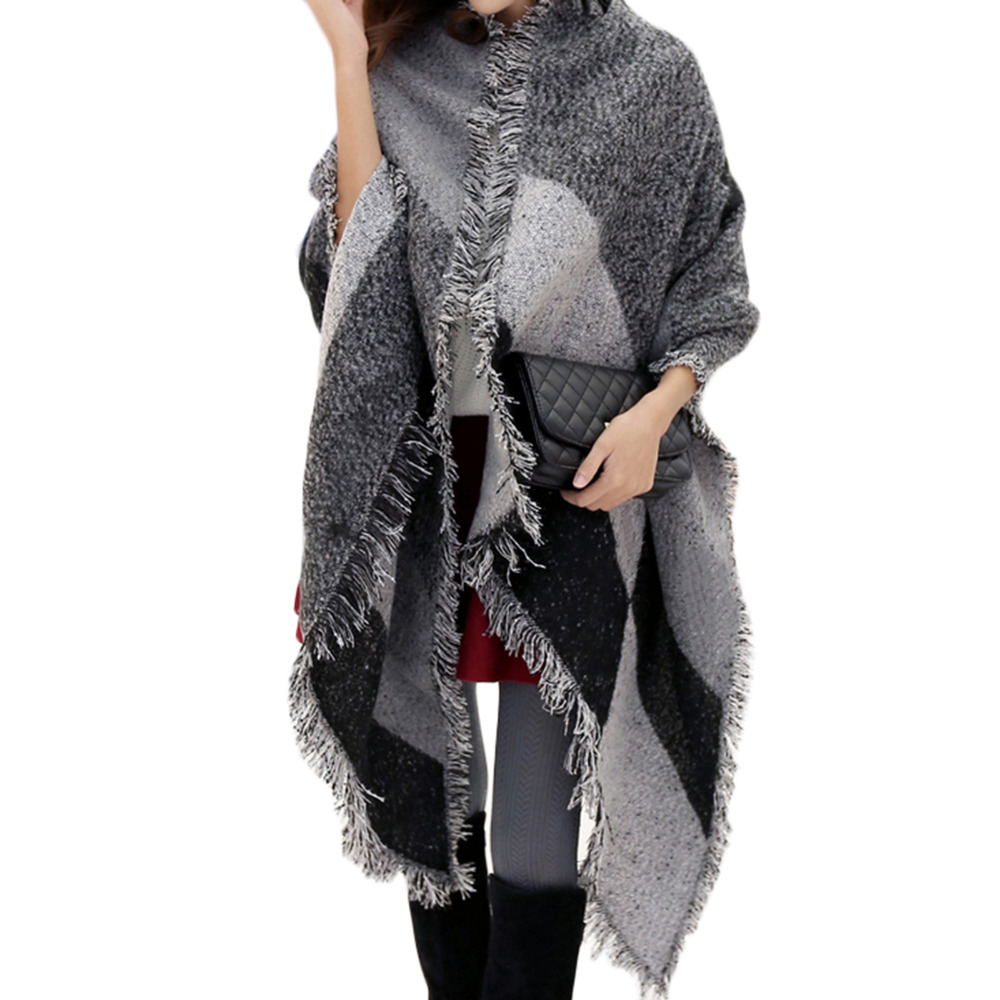 New fashion font b tartan b font plaid cashmere scarf for women blanket scarf with tassel