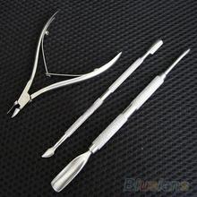 Stainless Steel Nail Cuticle Spoon Pusher Remover Cutter Nipper Clipper Cut Set nail polish tools 02DC