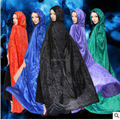 Free Shipping Adult Witch Long Green Red Blue Black Halloween Cloaks Hood and Capes Halloween Costumes