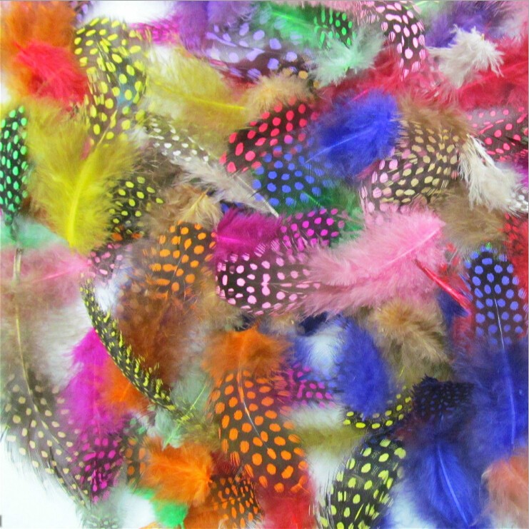 Colorful Petite Feather, 5-8 CM 500 Pieces Dot Dyed Guinea Fowl Feather , Feather Fabulous For Bags And Pursesdyed feather