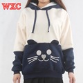 Warm Cat Wmen Hoodies Japanese Kawaii Clothes Ear Back Tail With Bow Hooded Sweatshirts Pullovers WXC