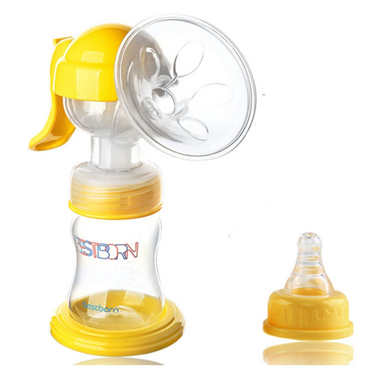 150ml Yellow Breast Pump Manual Baby Milk Bottle Squeezing Pump Safety Maternity Suck Chest Children Kids Breast Feeding (14)