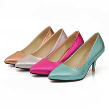 4 Color 2015 Fashion Spring/Autumn women shoes Big size 30-45 Pointed Toe Slip-On silver high heels zapatos mujer AU-705
