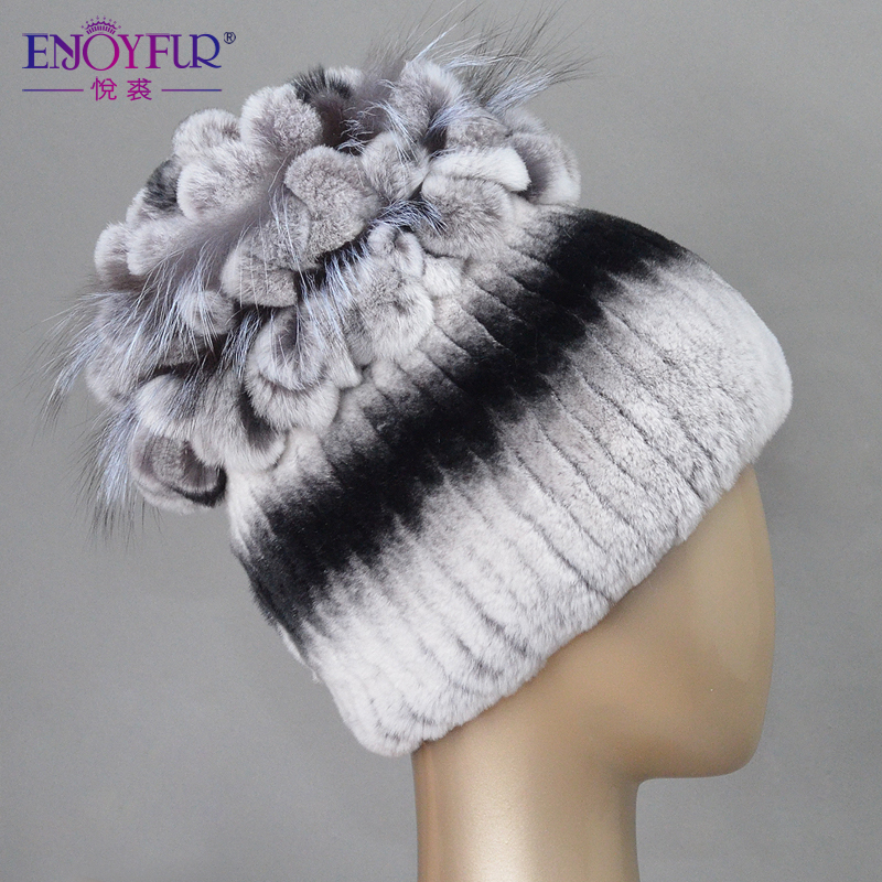 Sale 2015 winter beanies fur hat for women knitted rex rabbit fur hat with fox fur