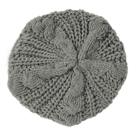 Special Sale!New Women Baggy Beret Chunky Knit Knitted Braided Beanie Hat Ski Cap Light Grey