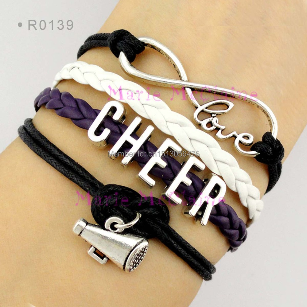 Wholesale Infinity Love Cheer Megaphone Wrap Bracelet Cadeau Pour Cheer