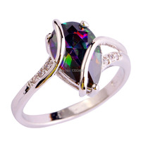 Fashion Jewelry Brilliant Mysterious Rainbow Sapphire 925 Silver Ring Size 6 7 8 9 10 Women Gift Free Shipping Wholesale