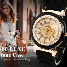 Hot New Geneva Women’s Lady Girl Rhinestone Crystal Silicone Rubber Strap Band Analog Quartz Wrist Watch Smart
