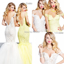 2016 Gorgeous V Neck Cap Short Sleeve Mermaid Party Floor Length Backless Prom Gown Lace Appliqued Tulle Evening Dresses UM849