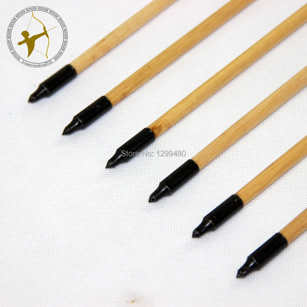 Free Shipping New 6 Pcs Archery Self Nock Point Head Red Real Turkey Feather Wood Shaft
