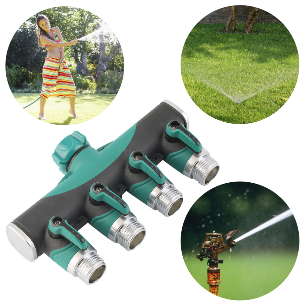 New 4-Way Hose Garden Metal Plastic Splitter Hose Faucet Valve US Connector Cheap Price