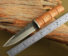 Damascus Straight Knife Handmade Knife Damascus Steel Fixed Blade Knives With Wood Handle 25 cm Full Length