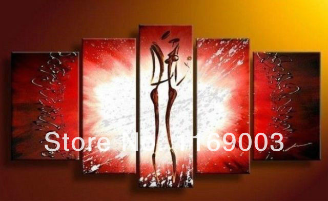5 piece panel Abstract  canvas wall art deco red modern picture oil painting on canvas living room home decoration free shipping