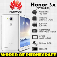 Huawei Honor 3x mtk6592 Octa Core Phone 2GB RAM 8GB ROM 13.0MP 5.5 inch IPS 3G WCDMA smart android 4.2 original phone