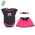 HH Baby girl clothes summer infant clothing set baby 3 pcs Girl Sets lace bodysuit Romper