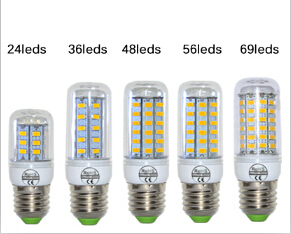 1PCS/lot E27 SMD5730 LED Corn Lamp 220V 24led 36Led 48Led 56Led 360degree  Bulb Light with cover LED candle lamp led Downlight