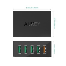  Qualcomm Certified Aukey Quick Charge 2 0 54W 5 Ports USB Desktop Charging Station Wall