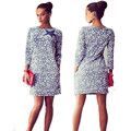 2016 Free Shipping Women Sexy Dress Three Quarter Star Pattern Front Pocket Dress Vestidos Women Sexy