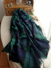 Europe and the British Style Color Plaid Cashmere Scarves Female Oversized Fringed Shawl Dual Autumn and