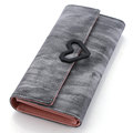 Trendy New Nubuck Wallet Women Gradient Color Lovely Hear Ornament Purse Designer Simple Tri fold Billfold