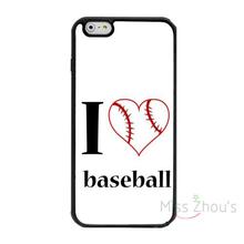 For iphone 4/4s 5/5s 5c SE 6/6s 7 plus ipod touch 4/5/6 back skins cellphone cases cover I Love heart Shape Baseball White