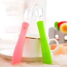 1 Pc Babies Safety Soft Silicone Head Spoon Kids Feeding Spoon Heat-resistant Spoon 29306