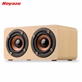 Noyazu Portable Dual horn Wooden Bluetooth Speaker With Bass Music Sound Intelligent Calls Handsfree TF Card