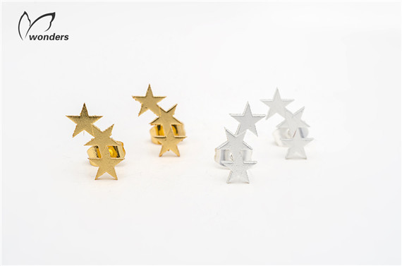 10pcs lot 2016 Uniuqe Bridesmaids Gift Oorbellen Vintage Jewelry Women 3 Star Stud Earrings Pink Gold