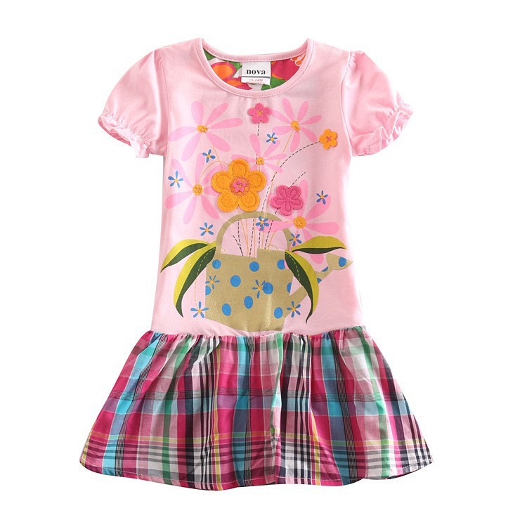 High quality 2014 Nova new fashion girls kids dress summer floral dress for baby girls H5236