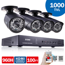 ZOSI 8CH font b CCTV b font System 960H DVR 4PCS 1000TVL IR Weatherproof font b