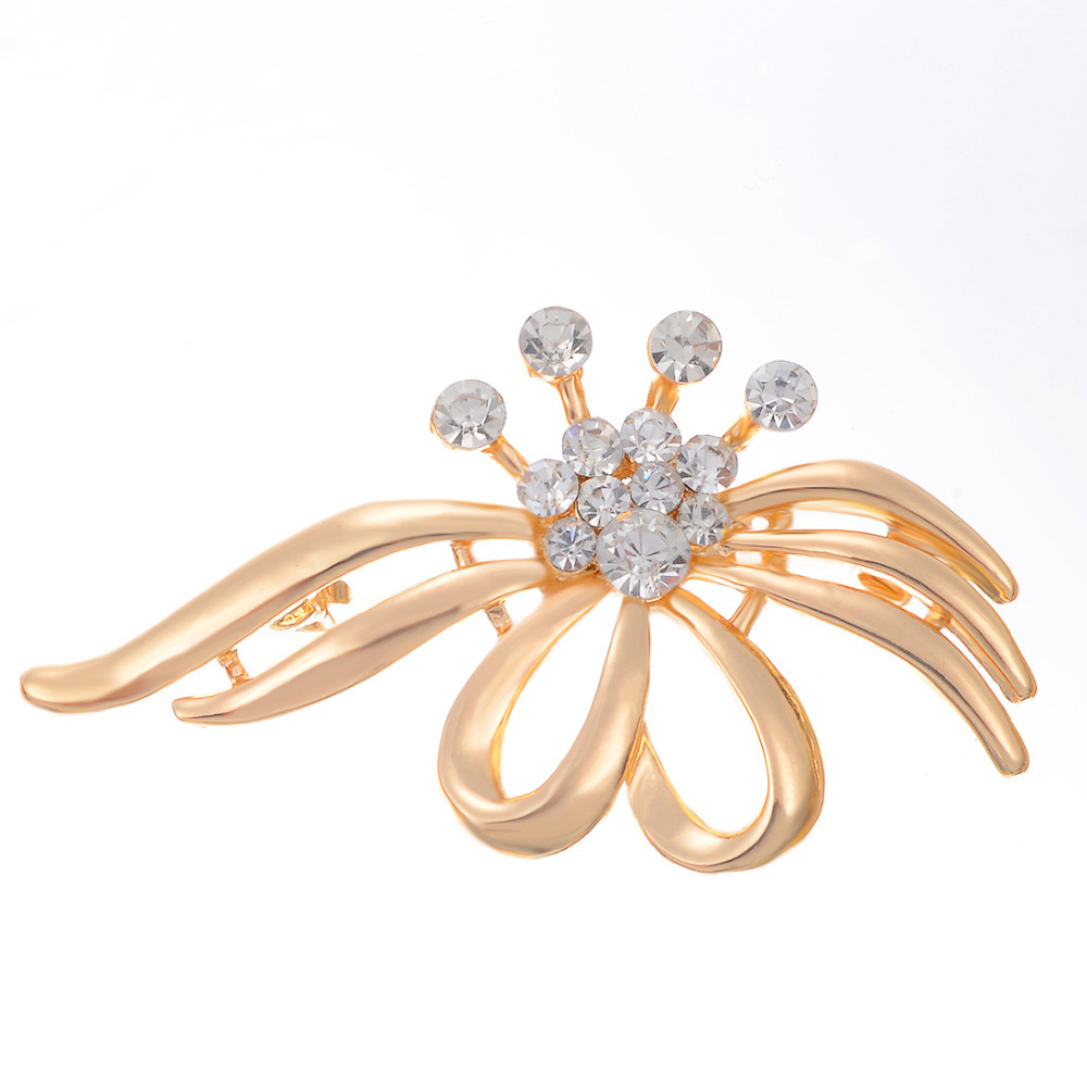 Gold Plated Cheap Wholesale Rhinestone simulated Pearl Jewelry Brooches