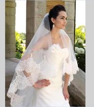 2016 Elegant One Layer Lace Edge Tulle Short Wedding Veil 1.5 Meter Bridal Veil Wedding Accessories