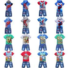 spiderman boys clothing set 2015 summer kids short sleeve tops tees t shirt denim jean clothes