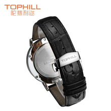 Tophill Summer Style Men Classic Quartz Wrist Watch Genuine Leather Band Stainless Steel Buckle Multifunction Chronograph