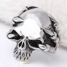 Free Shipping 2014 New 316L Stainless Steel Men’s Skull Rings Punk Vintage Party Skeleton Jewelry Wholesale Lot Size 7-12 jz0213