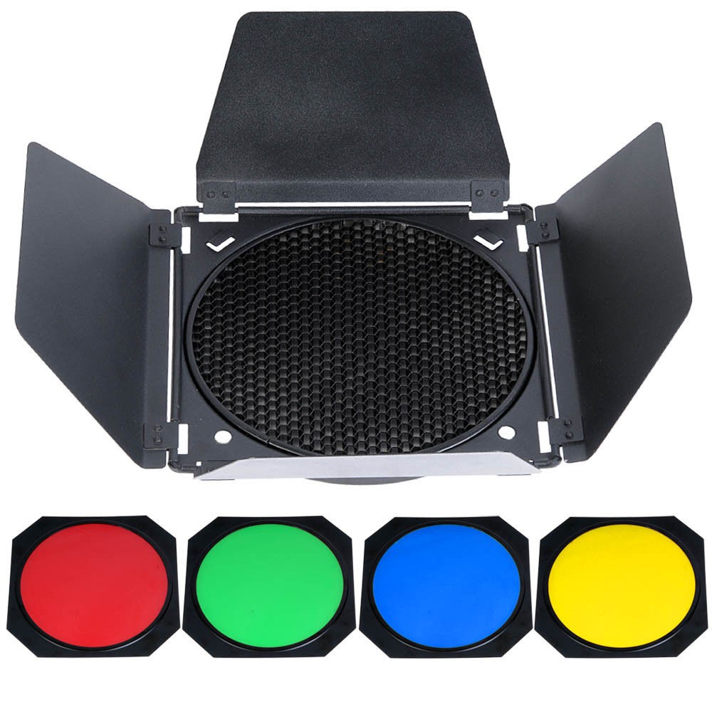 Godox-Bowens-Mount-Reflector-for-Studio-Flash-BD-04-Barn-Door-Honeycomb-Grid-4-color-Filter (3)