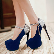 Size 32 42 Fashion Spring Autumn flock women red wedding shoes sexy Round Toe Mary Janes